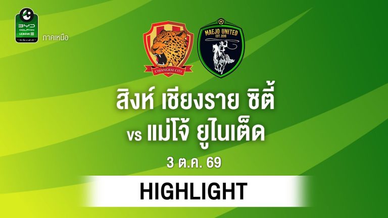 ไฮไลท์ฟุตบอล ไทยลีก : สิงห์ เชียงราย ซิตี้ พบ แม่โจ้ ยูไนเต็ด